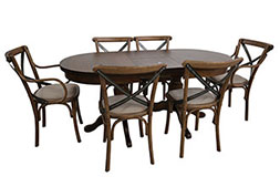 Комплект разтегателна трапезна маса с 4 стола и 2 кресла ВИДИМА - СТИЛ 90 см./160 + 40 см.