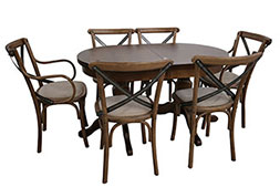 Трапезна разтегателна маса с 4 стола и 2 кресла ВИДИМА - СТИЛ 100 см./160 + 40 см./ 75см.